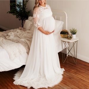 Beautiful white Lace Maternity Gown